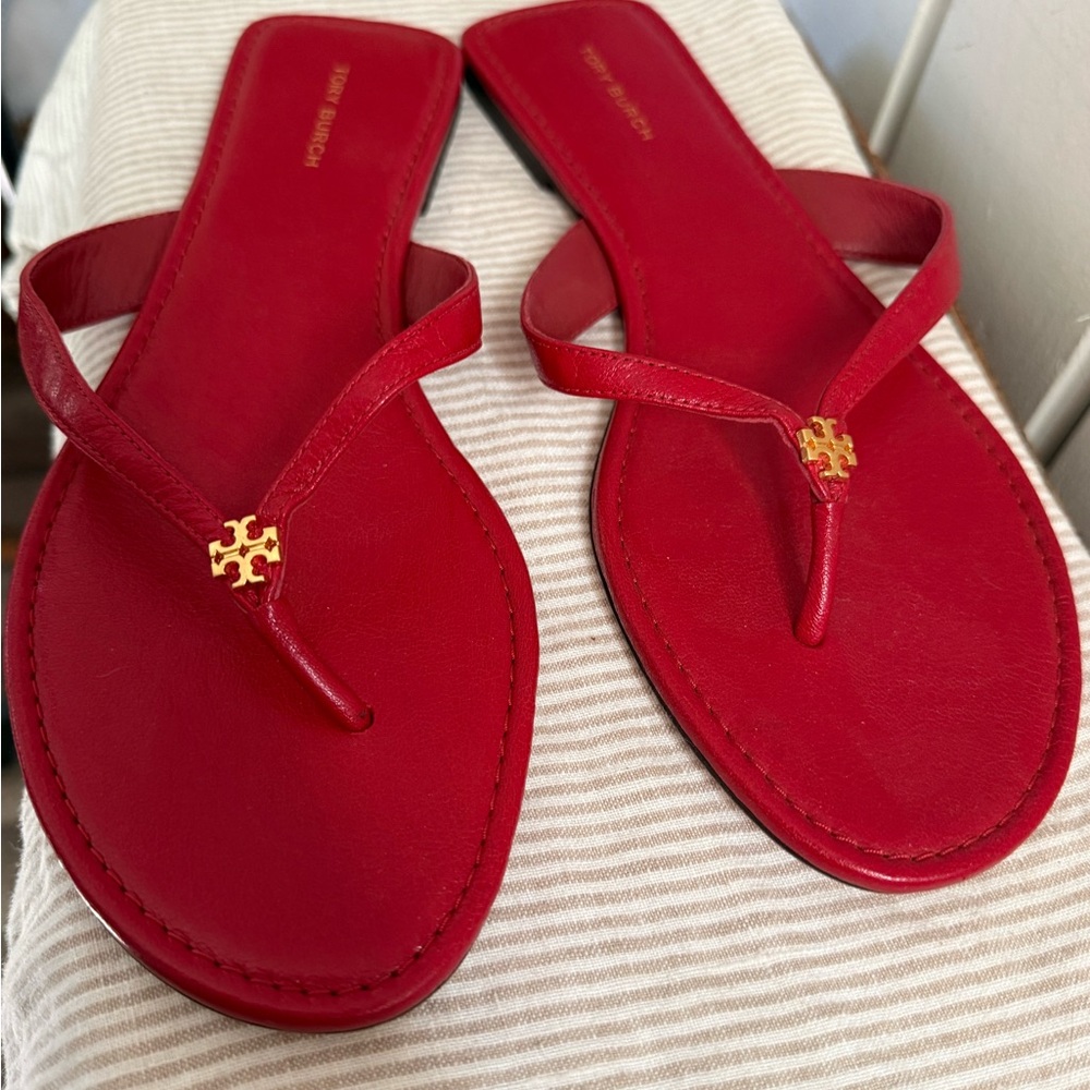 Tory Burch Classic red Leather Sandals- NWOT- 9